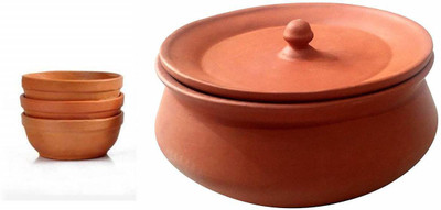 hc the crafts Handi 0.8 L, 100 L with Lid(Earthenware)