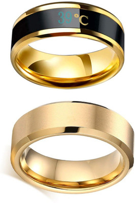 Ruhi Collection Valentine Gift Jewellery Propose Engagement Fancy Party Wear Stylish Design Ring Stainless Steel Titanium Plated Ring Set