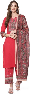 BIBA Floral Print Kurta, Palazzo & Dupatta Set