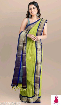 RHONNIUM Self Design Kanjivaram Pure Silk Saree(Light Green)