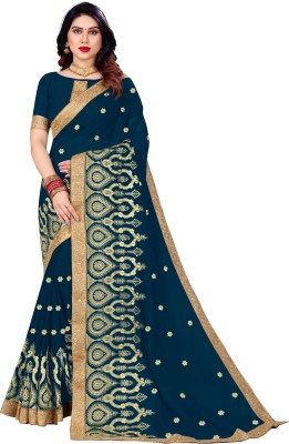 Vaidehi Fashion Embroidered Bollywood Georgette Saree(Dark Blue)