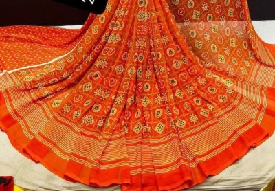 Wamsi Printed Bhagalpuri Georgette Saree(Orange)