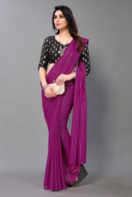 FABMORA Printed, Embellished Daily Wear Georgette Saree(Purple)