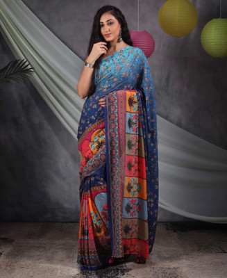 VRINDITA FASHION Printed Daily Wear Art Silk Saree(Multicolor)