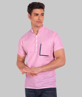 Vida Loca Men Solid Casual Pink Shirt