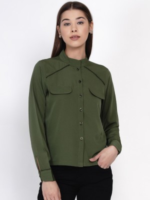 TEXCO Women Solid Casual Green Shirt