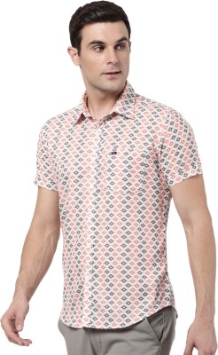 AD by Arvind Men Printed Casual White, Orange Shirt