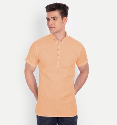 Vida Loca Men Solid Casual Orange Shirt