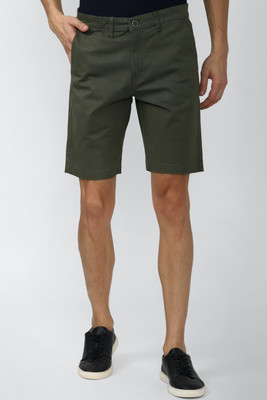 PETER ENGLAND Solid Men Green Regular Shorts