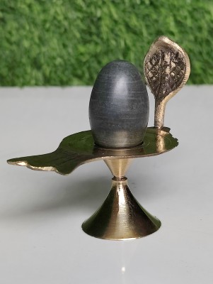 Shivam Vastu Kala Shivling Art Narmada Shivling With Brass Yoni Base / Narmadeshwar Shivling With Base Decorative Showpiece  -  2.5 cm(Stone, Brass, Red, Brown)