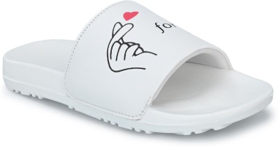 kbhub Women Slides(White , 5)