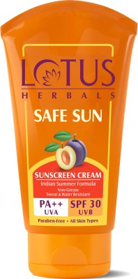 LOTUS HERBALS Sunscreen - SPF 30 PA++ Safe Sun Sunblock SPF 30 PA++, Sunscreen for Indian Summer Condition(100 g)