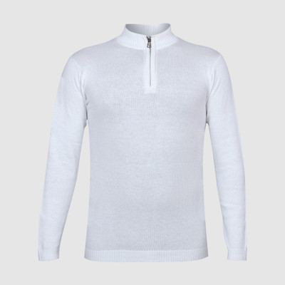 Clothify Solid High Neck Casual Boys White Sweater