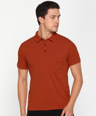 Fort Collins Solid Men Polo Neck Orange T-Shirt