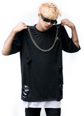 youngcash Solid Men Round Neck Black T-Shirt