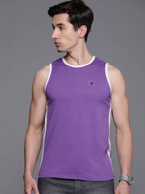 WROGN Printed Men Round Neck Purple T-Shirt