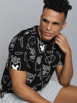 Kook N Keech Disney Printed Men Round Neck Black T-Shirt