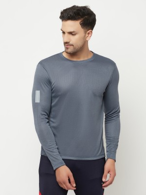 Elegance Solid Men Round Neck Grey T-Shirt