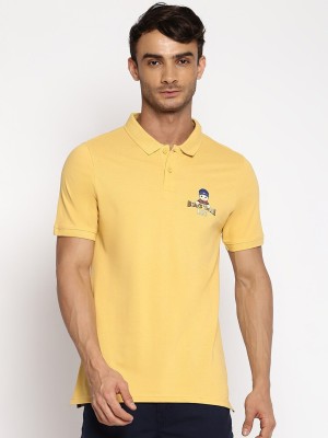 LEE Printed Men Polo Neck Yellow T-Shirt