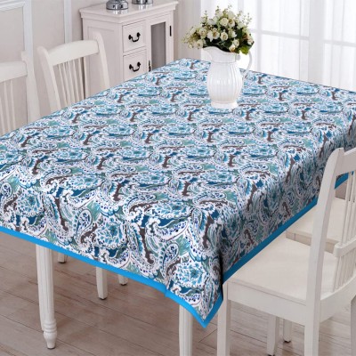 Texstylers Paisley 8 Seater Table Cover(Firozi, Cotton)