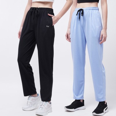 Pivl Solid Women Black, Light Blue Track Pants