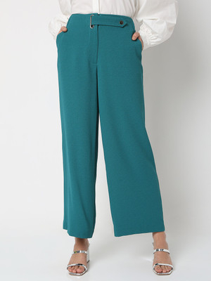 VERO MODA Regular Fit Women Blue Trousers