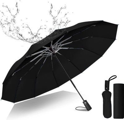 av-kjlp Auto Open And 3 Fold For Protection Against Rain Sun&UV Rays with cover Umbrella(Black)