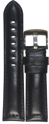 Suru Creation D6286 Plain Padded Ogive Tip 20 mm Genuine Leather Watch Strap(Black)