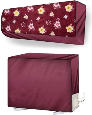 MW PRINTS Air Conditioner  Cover(Width: 88.9 cm, Maroon Flower)