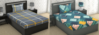 Flipkart SmartBuy 144 TC Microfiber Single Printed Flat Bedsheet(Pack of 2, Multicolor)