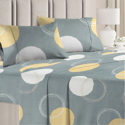 VAS COLLECTIONS Cotton Double Flat 160 TC Polka Bedsheet(Pack of 1, Grey Cricle)