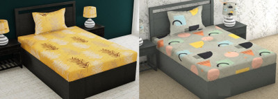 Flipkart SmartBuy 144 TC Microfiber Single Printed Flat Bedsheet(Pack of 2, Black)