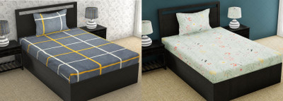 Flipkart SmartBuy 144 TC Microfiber Single Printed Flat Bedsheet(Pack of 2, Maroon)