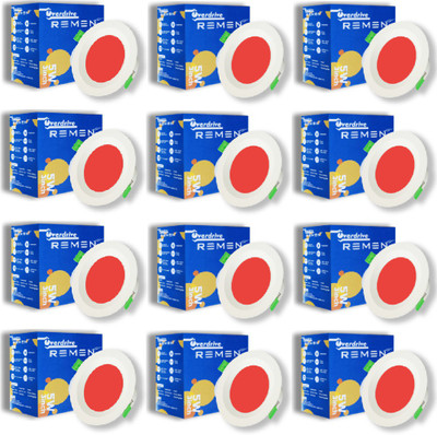 REMEN 5 W Basic Round LED Bulb(Red, Pack of 12)