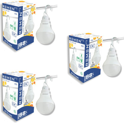 REMEN 4 W Basic Standard Plug & Play LED Bulb(White, Pack of 3)