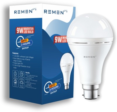 REMEN 9 W Round B22 Inverter Bulb(White)