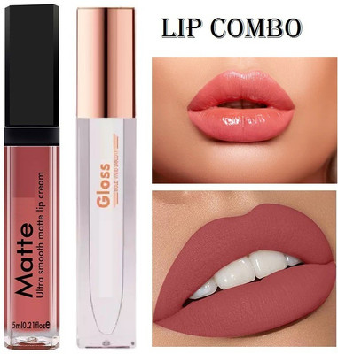 YAWI Shiny lip gloss combo with perfect matte liquid lipstick(2 Items in the set)