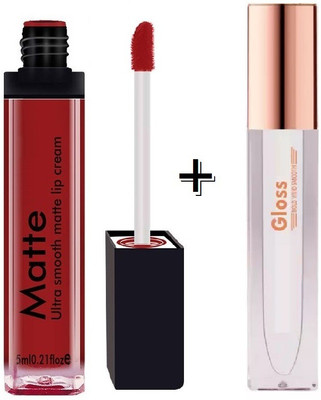 MYEONG Moisturizing Plumping Lip Gloss And Matte Red lip shape lipstick(2 Items in the set)