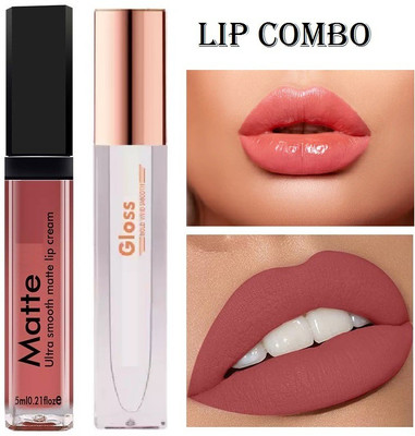 MYEONG perfect glossy lips lip gloss shiner with matte lipstick combo(2 Items in the set)