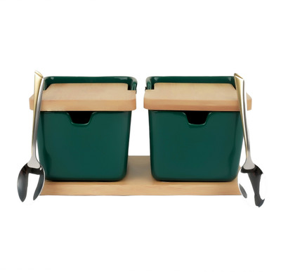 FB Ceramic Grocery Container  - 450 ml(Green)