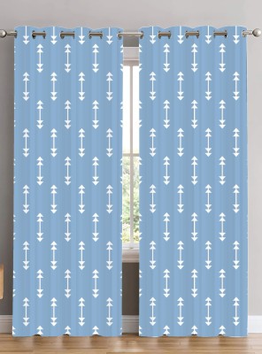 RISCKY FEB 154 cm (5 ft) Polyester Room Darkening Window Curtain (Pack Of 2)(Floral, Sky Blue)