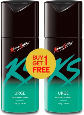 KS Urge Buy 1 Get 1 Deodorant Spray  -  For Men(300 ml, Pack of 2)