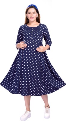 mamma's maternity Women A-line Blue Dress