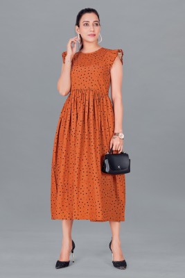 Fashion Dream Women Gathered Brown Dress