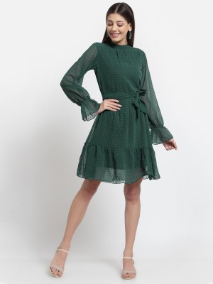 AAYU Women Skater Green Dress