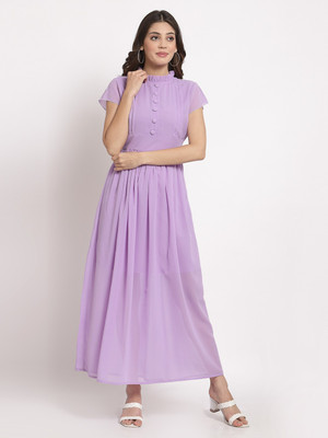 AAYU Women Bodycon Purple Maxi/Full Length Dress