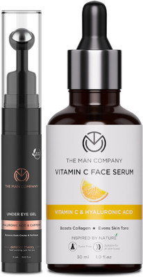 THE MAN COMPANY Face Care Pack – Vitamin C Face Serum & Under Eye Gel | Hyaluronic Acid & Coffee