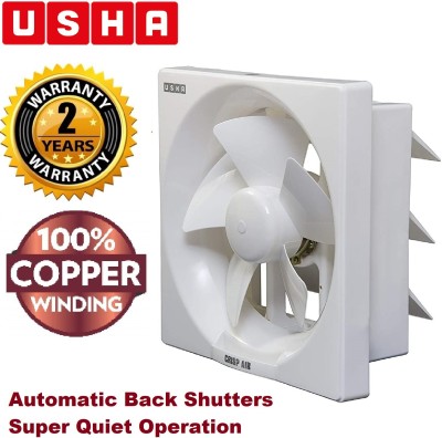 USHA CRISP AIR 200MM NOISELESS AUTOMATIC SHUTTER 100% COPPER LONGER LIFE 200 mm Silent Operation 5 Blade Exhaust Fan  (PEARL WHITE, Pack of 1)