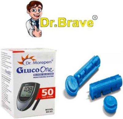 Dr.Brave 50 Dr. Morepen BG-03 Glucometer Strips & Glucometer Lancets (50) Glucometer Lancets(50)