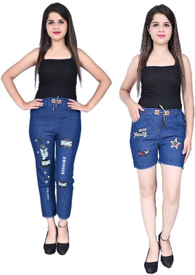 GLAMHOOD Boyfriend Girls Blue Jeans(Pack of 2)